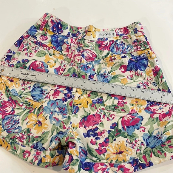 Vintage 90s Paris Blues Denim Shorts High Rise Floral Size 9 Juniors - Picture 6 of 12